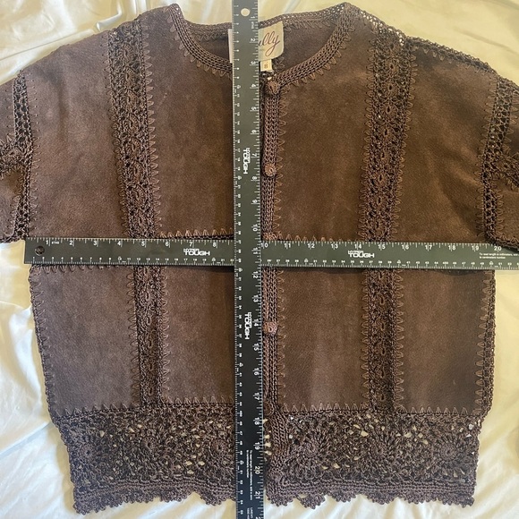 Vintage Scully Leather Suede Crotchet Patchwork Jacket - Size 8 - Picture 8 of 8